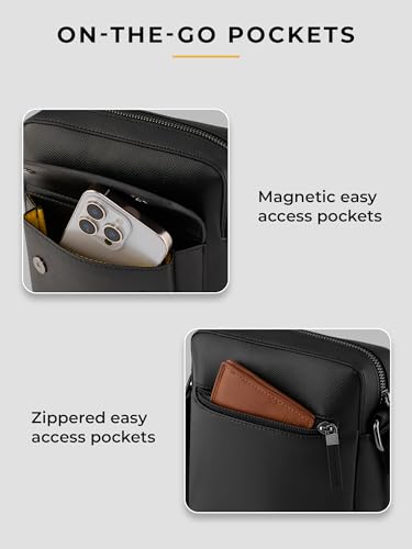 Image of EUME Packsy Sling Bag for Men & Women | Vegan Leather Crossbody Travel Bag | Magnetic Easy Access Pockets | Lightweight 3L Daily Use Bag