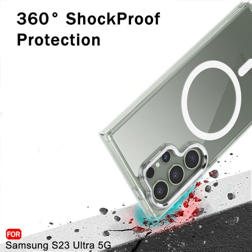 Image of TheGiftKart Hybrid Back Cover Case for Samsung Galaxy S23 Ultra 5G Compatible with MagSafe | Built-In Stand | ShockProof Hard Case Cover for Samsung S23 Ultra (PC & TPU, Clear Back, Transparent Sides)
