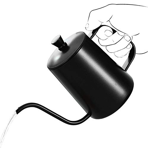 SKREOJF Espesar Negro de Acero Inoxidable Cafetera Goteo Hervidor Barista del oído Que cuelga del Cuello de Cisne Tetera… - Imagen 3