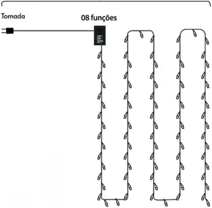 Diagram showing the layout of the LED string lights with plug and controller