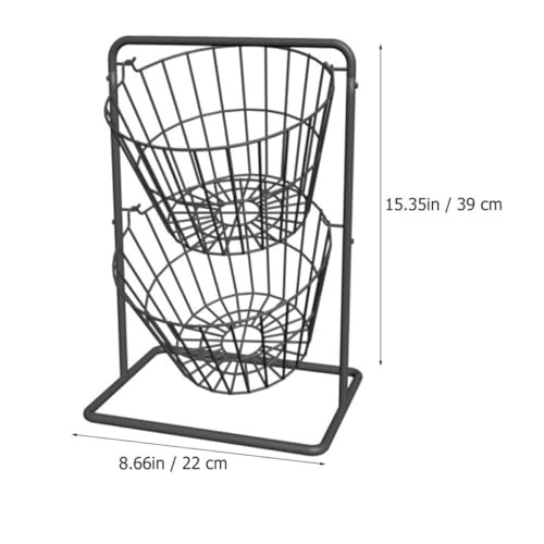 Cesta de frutas desmontable de dos niveles independientes fabricada en hierro resistente 3