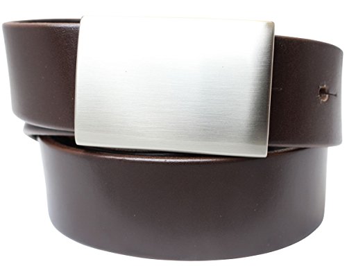 Preisvergleich Produktbild Anzuggürtel mit Koppelschließe 3,5cm / Glatter Ledergürtel mit abgerundeten Kanten 35mm / Anzug-Gürtel aus Vollrindleder / Braun 100cm