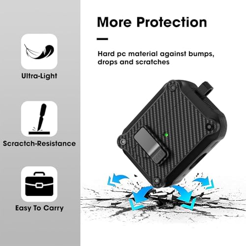 Sounce Tough Case Compatible with Airpods Pro 2 Case Cover with Carabiner, Rugged Protective Cover for Airpods Pro 2nd Generation Case Cover Shock Armor Series [Front LED Visible](Black)