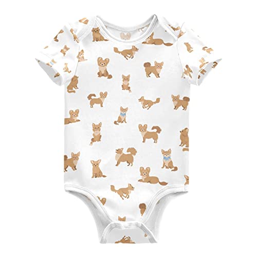 vvfelixl Baby Girls'Short-Sleeve Bodysuit,Chihuahua Dog Baby Onepiece Infant Onesie for Boy Newborn 0-3 Months