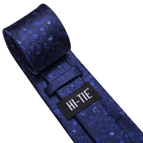 Image of Hi-Tie Men 63inches Tie Set Extra Long Necktie Paisley Tie Pocket Suqare Cufflinks Big and Tall Men Tie