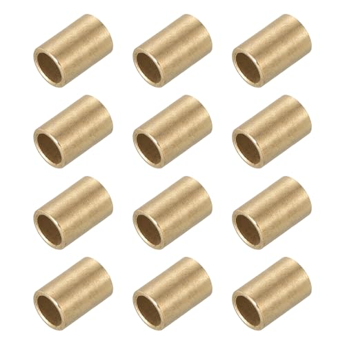QUARKZMAN Buchsen Lager 4mm Bohrung x 6mm Außendurchmesser x 12mm Länge Selbstschmierende Messing Buchsen Gleitlager Für Maschinenteile (Goldton 12 Stück)