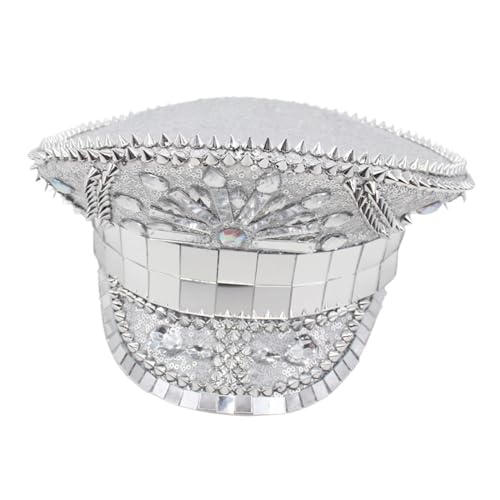 Chapeau de capitaine fait main avec strass et rivets premium