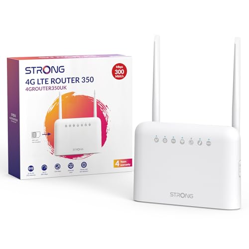 STRONG N300 Mbps WiFi 4G Router, 4G Cat4 LTE Network, Fixed External Antennas, 100Mbps WAN/LAN Ports, Sim Card Router, Plug and Play, Secure Network, Supports up to 32 devices