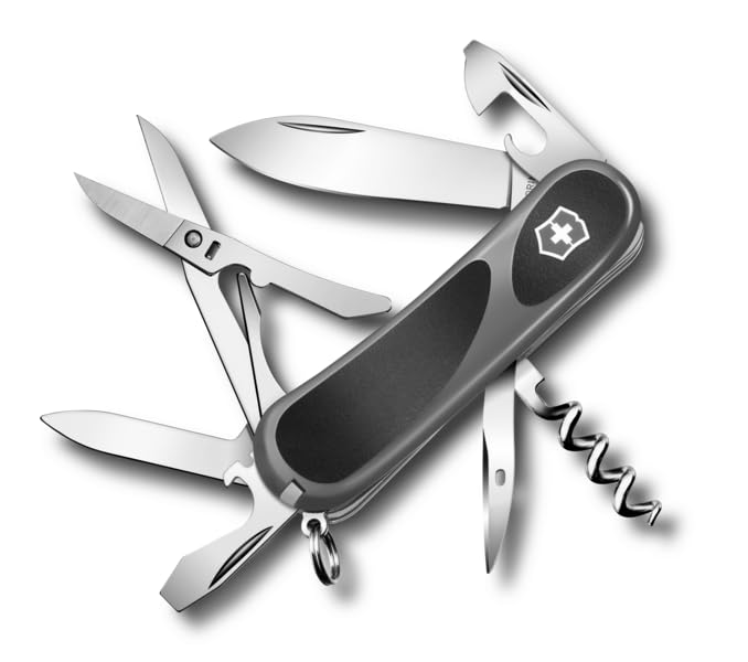 Victorinox Szwajcarski scyzoryk Evolution 14, Swiss Army Knife, narzędzie wielofunkcyjne z 14 funkcjami, ostrze, nożyczki, śrubokręt, żółty/czarny