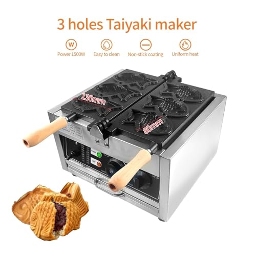 Maszyna Do Robienia Gofrów W Kształcie Ryby Taiyaki Maker 3 Sztuki, 1400, Lodów, Powłoka Nieprzywierająca, Elektryczny, Gazowy Łatwe Płynne Gotowanie