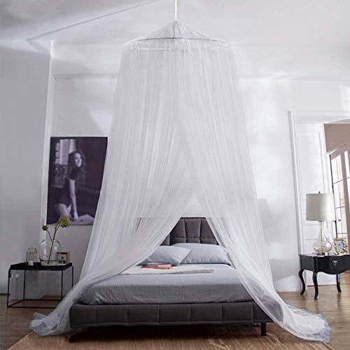 Aerb Mosquitera Cama, Mosquiteras Ligeras para Viaje, Cama de Matrimonio, Cama Individual, Cunas o Cama para Infantil contra Mosquitos y Insectos Instalacion Simple (Blanco)