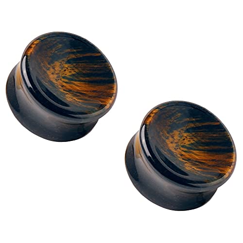 Chevilles de selle œil de tigre foncé concave de qualité supérieure par Pierced Owl