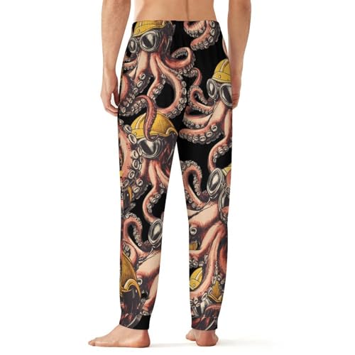 Vintage Octopus Workers Men's Pajama Bottoms Sleep Lounge Soft Comfy Pants Sleepwear3