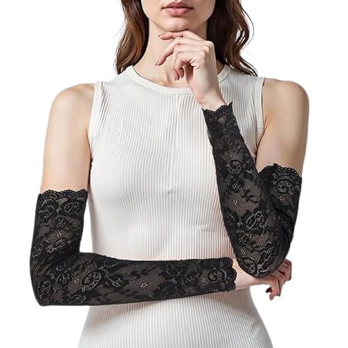 Lace Arm Sleeves For Women, Long Lace Fingerless Gloves, Elegant Tea Party Gloves for Dress Cocktail Opera Parties2