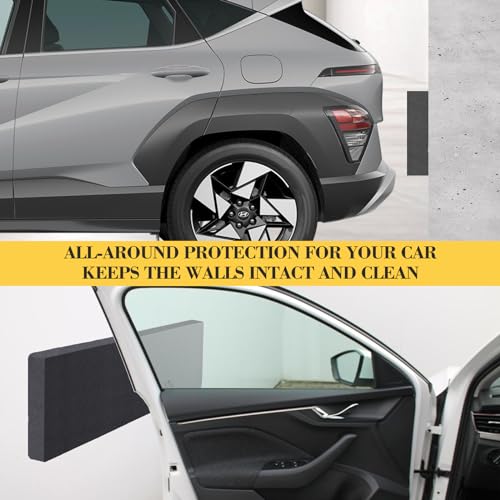 PUWOWYE 4 Garagen Wandschutz 30 x 10 x 3 cm, Selbstklebender Kantenschutz Schaumstoff, Autotür Schutz Garagenwand, Türkantenschutz für Autotüren, Garagen und Carport, Schwarz