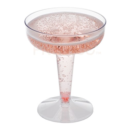 Prestee DRINKET PLASTIC CHAMPAGNE GLASSES/CHAMPAGNE COUPE | 4 Ounce 2 Piece Martini Toasting Glasses 100 Pack | Disposable Champagne Flutes Bulk Pack Perfect for Wedding/Party Cocktail Cups