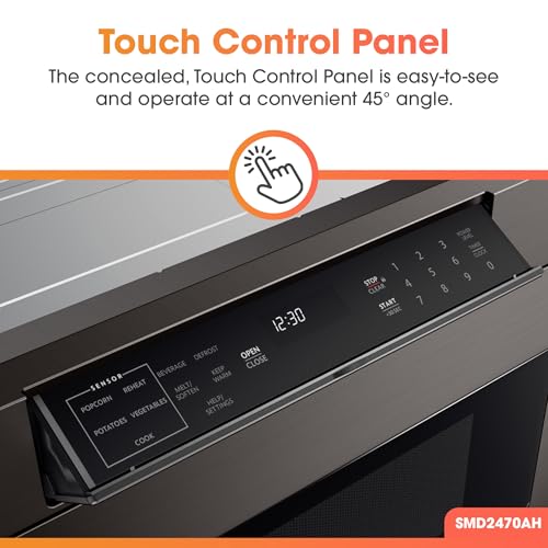 SHARP SMD2470AH Microwave Drawer Oven, 24-inch, 1.2 Cubic Feet, 950 Watt, Concealed Control Panel with Digital LCD Display, Black Stainless Steel - Image 4