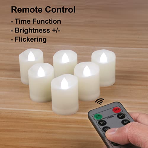 Image of Flameless LED Tea Lights with Timer - Battery Operated, Flickering Fake Tealight Candles, Unscented Outdoor White Flame, Set of 6, 1.8 inch