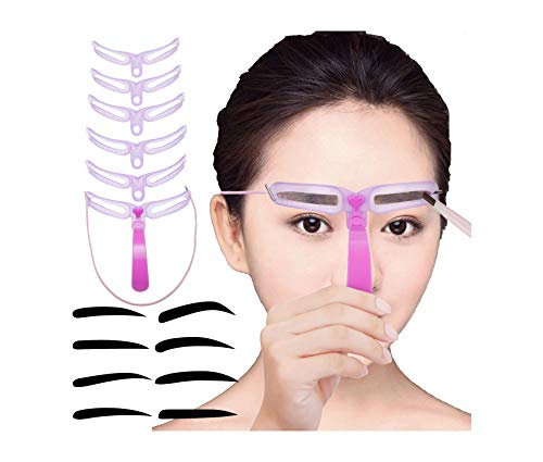 Eyebrow Stencil Shaping Template Reusable-8 Different Nature Eyebrow Stickers-Drawing Shapes Grooming Kit DIY Eyebrows Guide Tool Set Ebrow Ruler for Women Men Girls