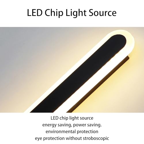 Luz de pared larga en aluminio negro con acabado minimalista de 3000K 7