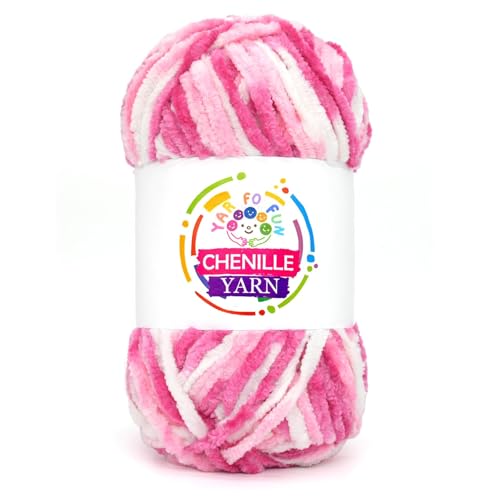 Image of 100g Velvet Chenille Yarn for Crocheting,Pink Gradient Fluffy Velvet Plush Thick Soft Chunky Chenille Baby Blanket Yarn for Crocheting Knitting Beginners（Pink Gradient）