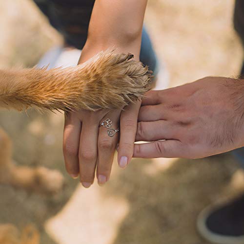 Beilin Pet Lovers Paw Print Love Heart Rings 925 Sterling Silver Adjustable Rings Sweet Pet Animal Jewelry We Are Family Love Dog Cat Claw Ring(Heart Paw Ring) #TOP3
