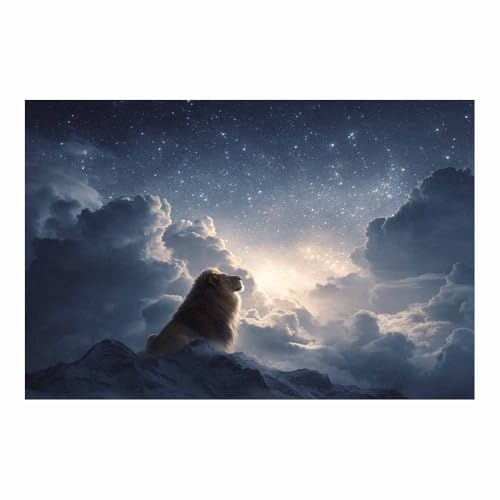 Impression sur toile lion abstrait tableau marron 70x100cm deco salon chambre