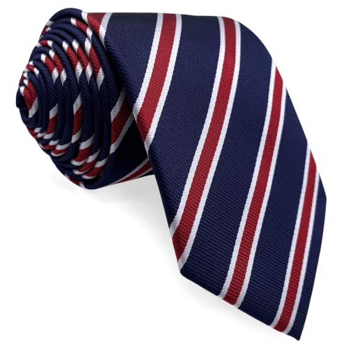 S&W SHLAX&WING Rayas Extra Largo Corbatas for Men Azul Rojo Rayas Corbatas Traje de negocios 160cm