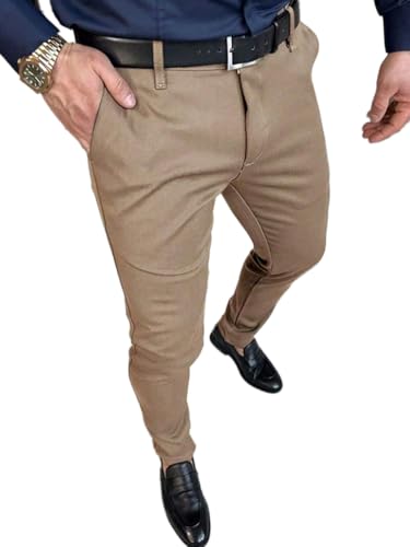 Oanviso Hommes Chino Pantalon Slim Fit Élastique Mode Pantalons Moulants Casual Stretch Pant Doux Business Skinny Pants de Costume Coupe Ajustée Grande...