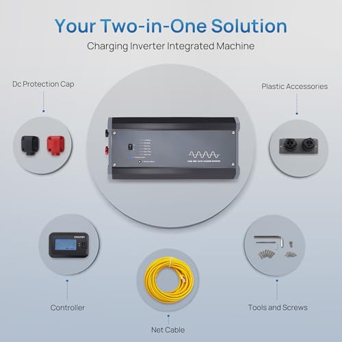 Soyond 2000W Pure Sine Wave Inverter Charger,12V Dc To 120V Ac Surge 6000W Off-Grid Solar Inverter Charger W/Lcd Remote Panel,5A To 50A Adjustable Charging Current,Auto Transfer Switch Ups, Rv thumb #7