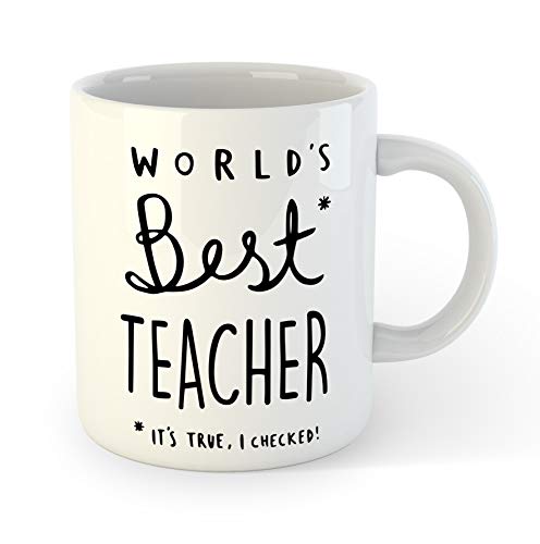 ZOROLUX Worlds Best Teacher Mug - Teachers - End of Term - Funny Novelty Coffee Tea Cup - 11oz Ceramic Mug
