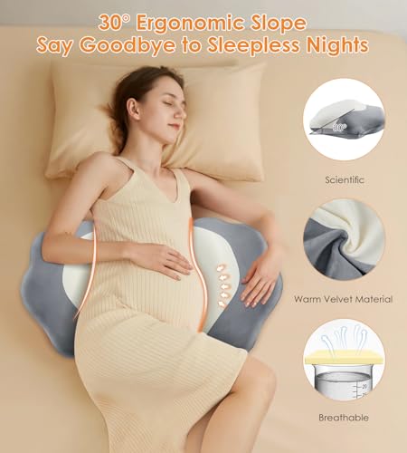 Image of Memory Foam Maternity Pillow for Sleeping, Pregnancy Pillows Support for Back Belly HIPS, Adjustable Travel Wedge Pillow for Pregnant Women, Side Spleeping Pregnant Pillows with Pillowcase
