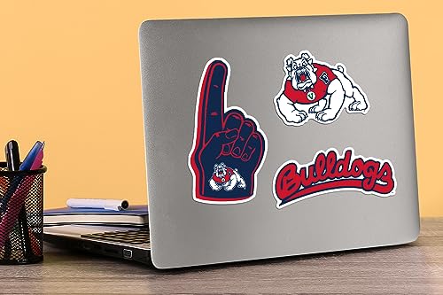 Image of Fresno State University Vinyl Sticker Pack - 9 Waterproof Bulldogs Logos, Helmet, Mascot, Paw & Pennant Decals for Laptop, Water Bottle, Tablet, Car, Skateboard & More