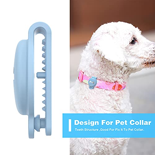 Skywin Silicone Case Compatible with Apple Tracker for Pet Collar – Secure Dog Collar Clip Holder for GPS Tracking Device – Anti-Loss, Dustproof, Soft Silicone Tag Cover (Light Blue)