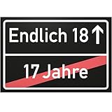 DankeDir!. Endlich 18 (17 años) Lugar Cartel Negro, Regalo 18 Cumpleaños Mejor Amigo/Amiga, Regalo Idea Regalo de cumpleaños mayoría de Edad, pequeño Regalo 18 Fiesta de cumpleaños