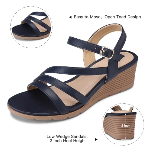 Image of SHIBEVER Wedge Sandals for Women Dressy: Comfortable Low Heel Sandal