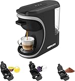 Coffee Machine for Nespresso Original, Dolce Gusto Coffee Capsule and Espresso Ground Coffee, Programmable Water Volume, 19Bar, 1450W