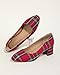 SKYSTERRY Red Plaid Women's Pumps Chunky Block Closed Round Toe Heels Low Heel Comfortable Casual Dress Shoes for Business Work Wedding 2 Inch Size 9