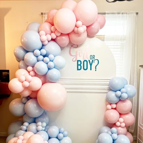 Image of Funhot Pink and Blue Balloon Set, 60PCS Gender Reveal Balloons, 12Inch Pastel Pink Blue Latex Balloons Confetti Balloons for Boys or Girls Birthday Baby Shower Wedding Gender Reveal Party Decorations