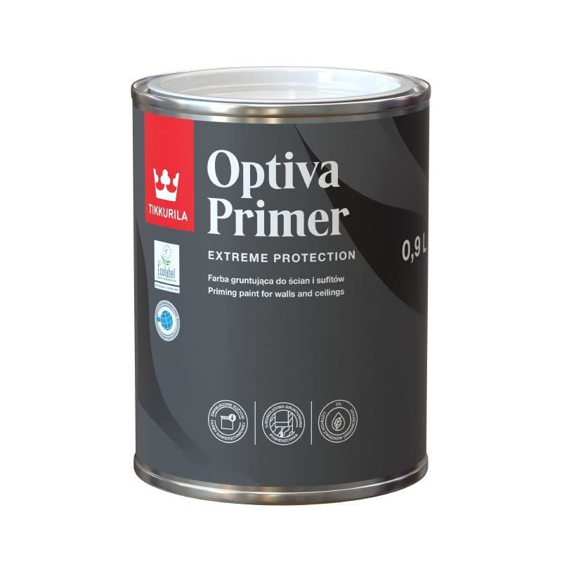 TIKKURILA Optiva Primer - Absorbent Primer For Walls & Ceilings - Zero VOC - 1 Litre