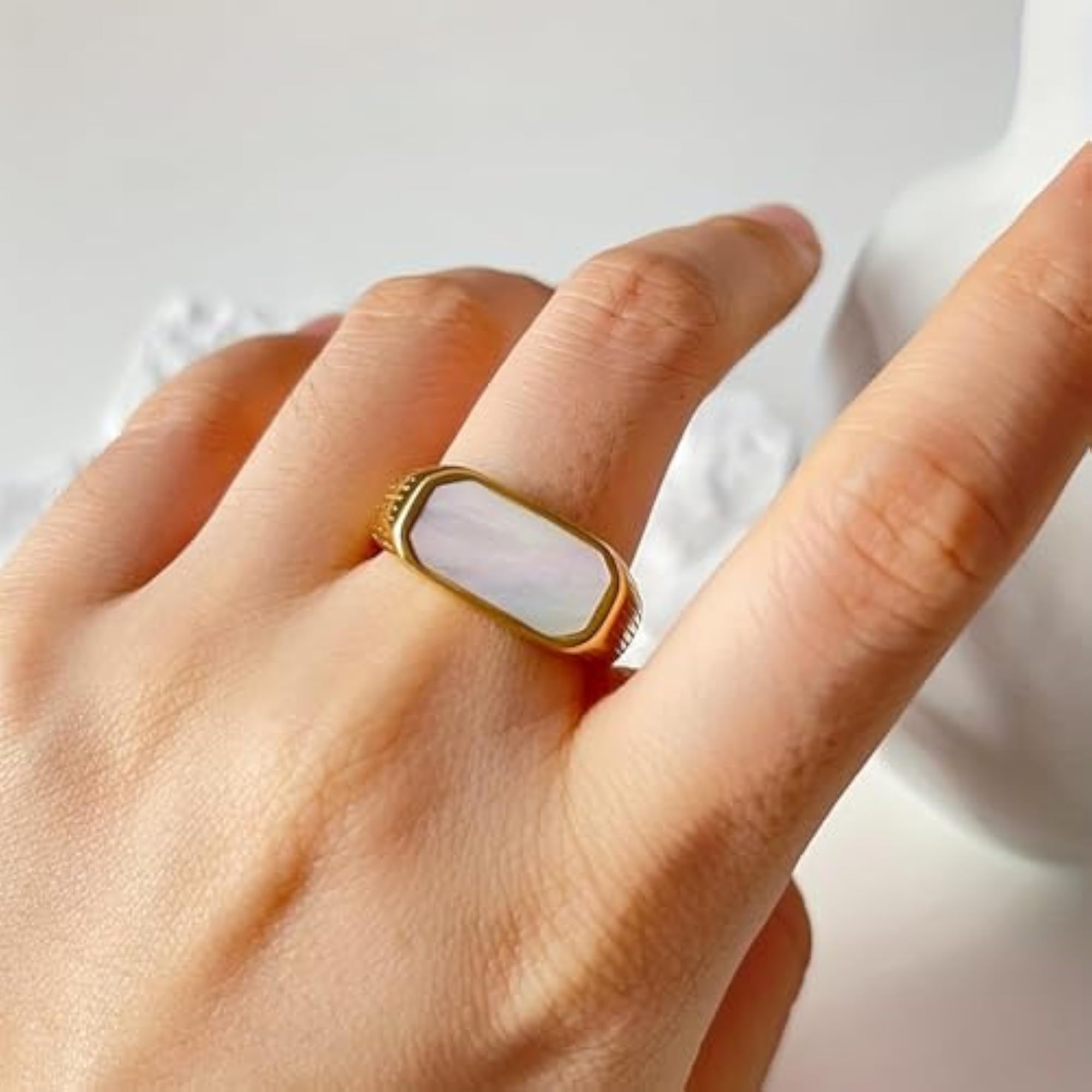 Onyx Signet Band Plated Finger Ring Jewelry