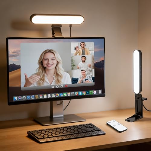 JECOLOS Video Conference Light for Laptop&Phone Bright Selfie Light Computer Laptop Video Conference Light Monitor Light for Webcam Zoom Call Video Meeting Recording (Single Light Kit)