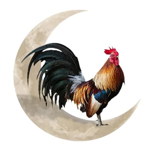 Panneau mural en métal silhouette coq et lune, un design unique pour animer vos cloisons