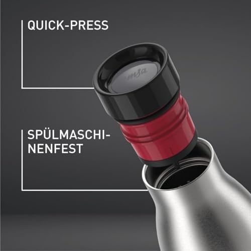 Emsa Bludrop Sleeve Isolier-Trinkflasche, 0,5 Liter, 100% dicht, Quick-Press Verschluss, Ergonomischer 360° Trinkgenuss,12h warm, 24h kühl… – Ansicht 3