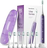 Aquasonic - Vibe Series Ultra-Whitening Electric Toothbrush | ADA Accepted Rechargeable Toothbrush with 8 Brush Heads & Travel Case, 40,000 VPM Motor, 4 Modes with Smart Timer