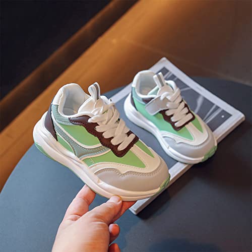 Kids Sneakers for Boys Girls Running Tennis Shoes Outdoor Lightweight Breathable Lace Up Sport Athletic Shoes (Green, 10-10.5 Years Big Kids)2