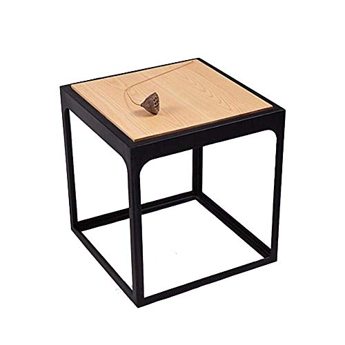 European Style Iron Art Retro Coffee Table Living Room Square Solid Wo