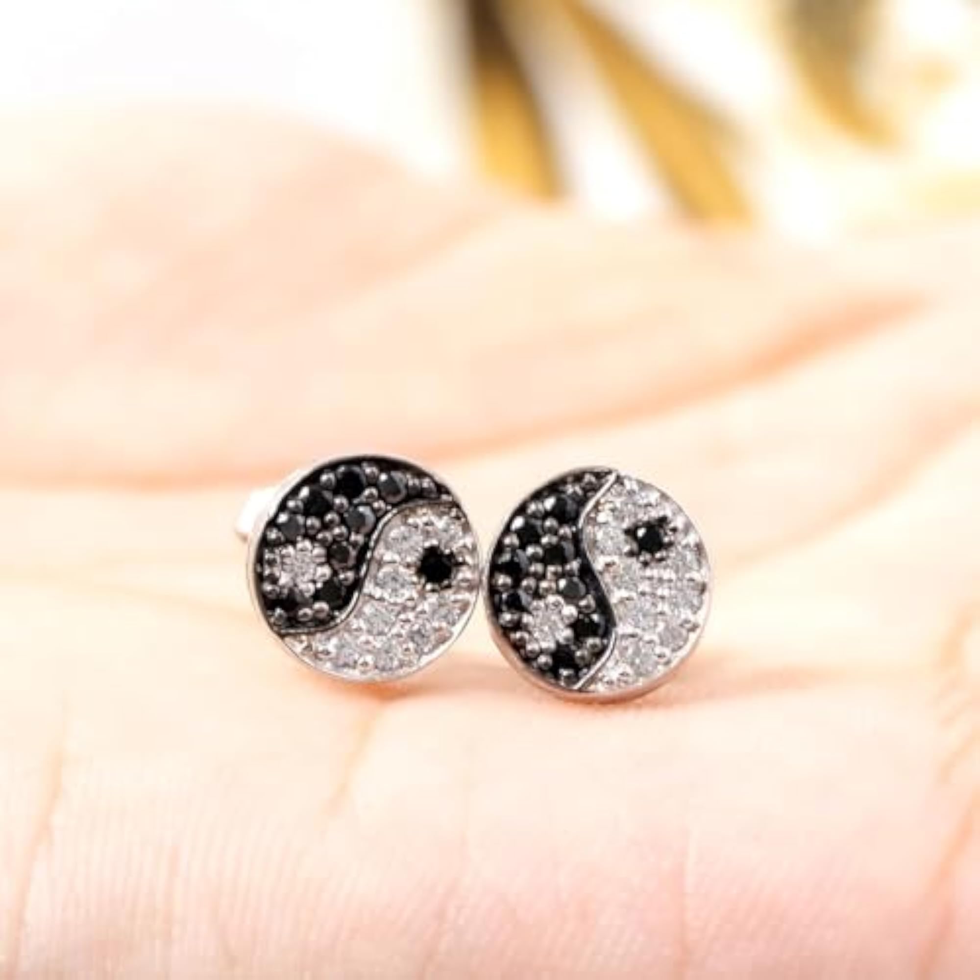 925 Sterling Silver Yin Yang Stud Earrings for Women