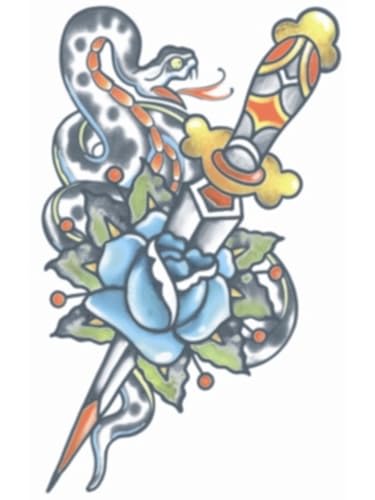 Tinsley Transfers Vintage Snake with Dagger Tattoo