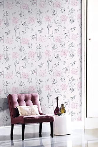 Heroad Brand Peel And Stick Wallpaper Floral 15.5"X78.7" Pink/White Rose Contact Paper Flowers Self Adhesive Removable Wallpaper Floral Thicken Boho Contact Paper For Bedroom Waterproof Vinyl Roll #TOP1
